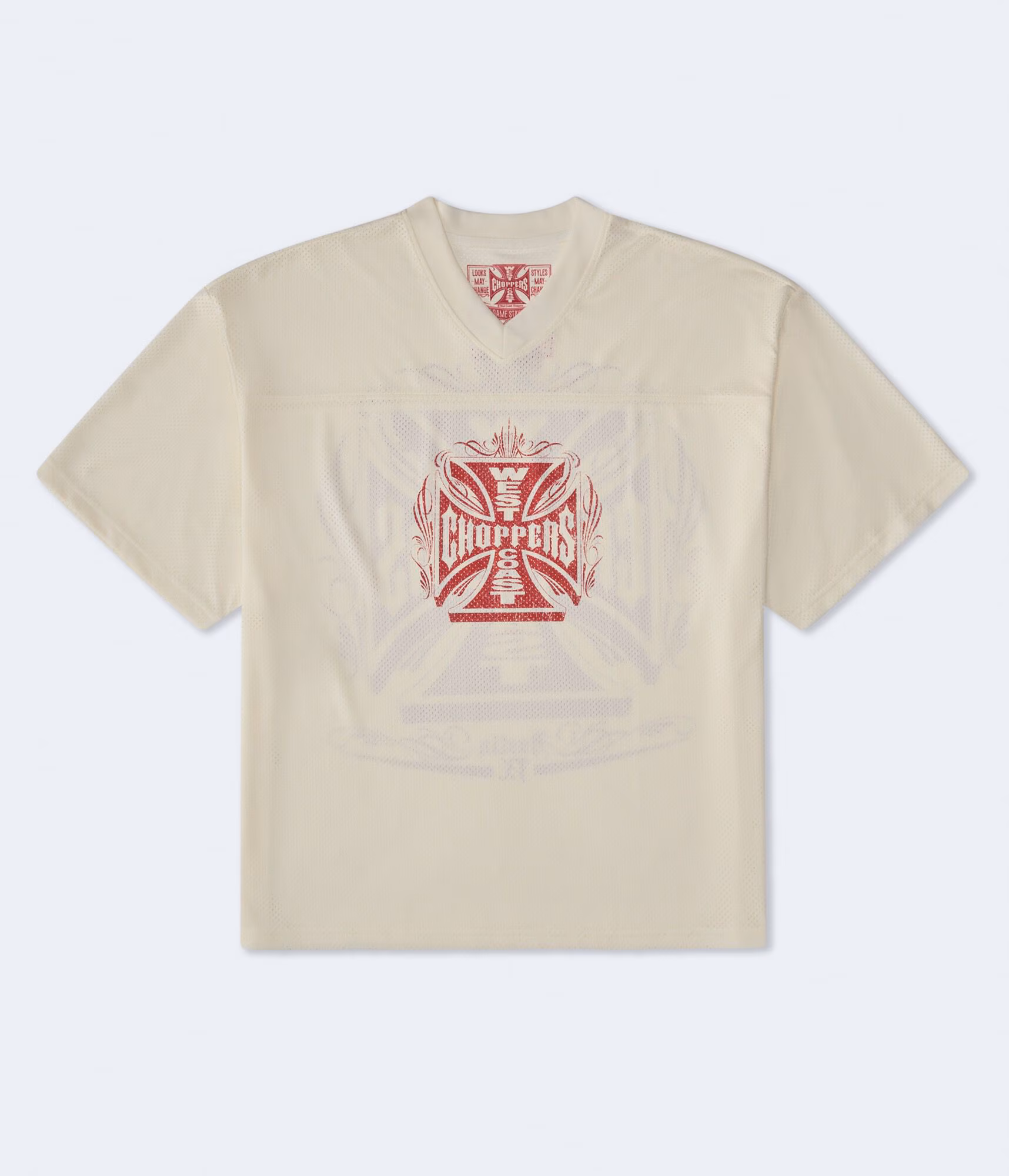 West Coast Choppers V-Neck Boxy Mesh Jersey cream