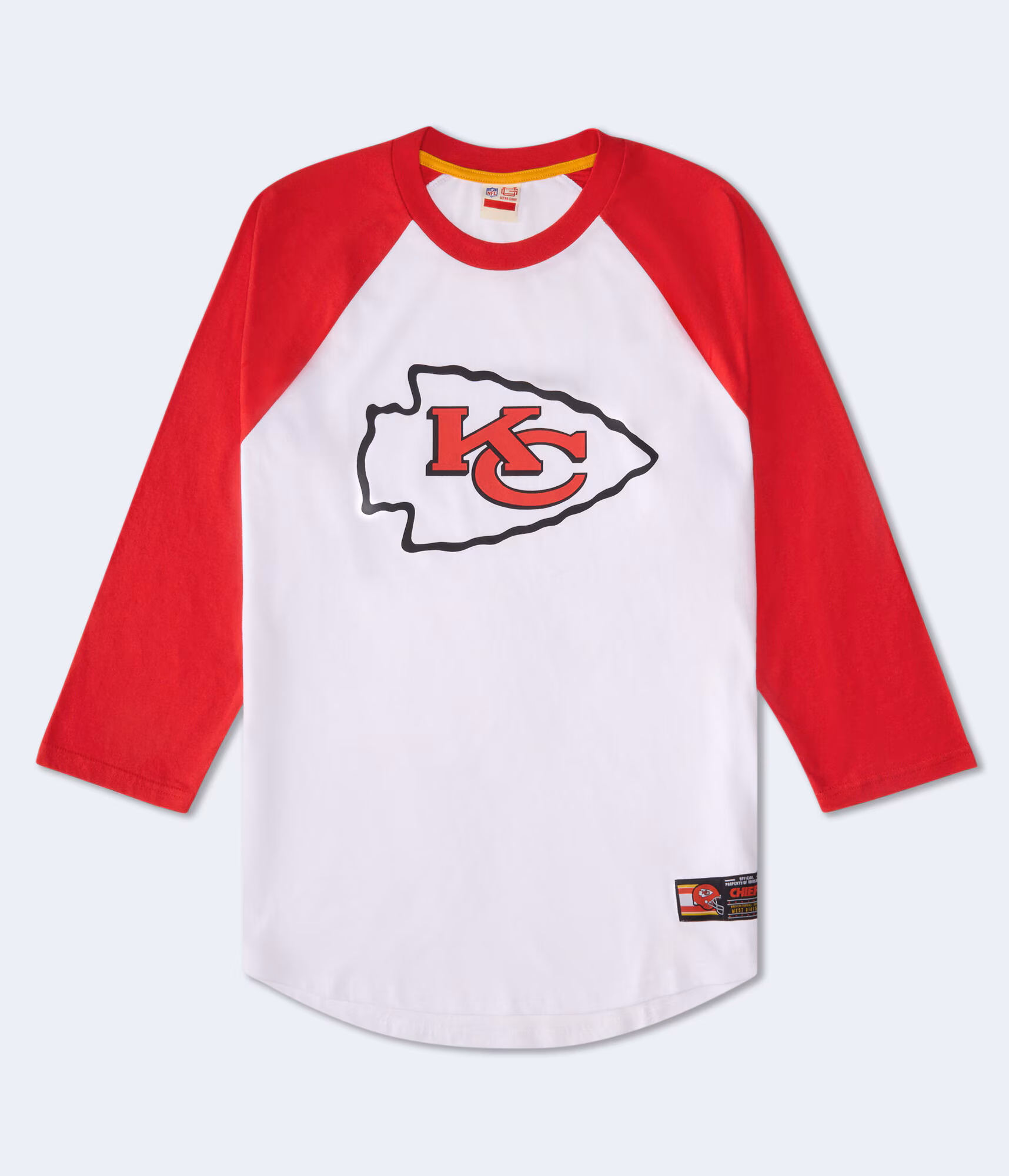 3/4 Sleeve Kansas City Chiefs Relaxed Raglan Tee white