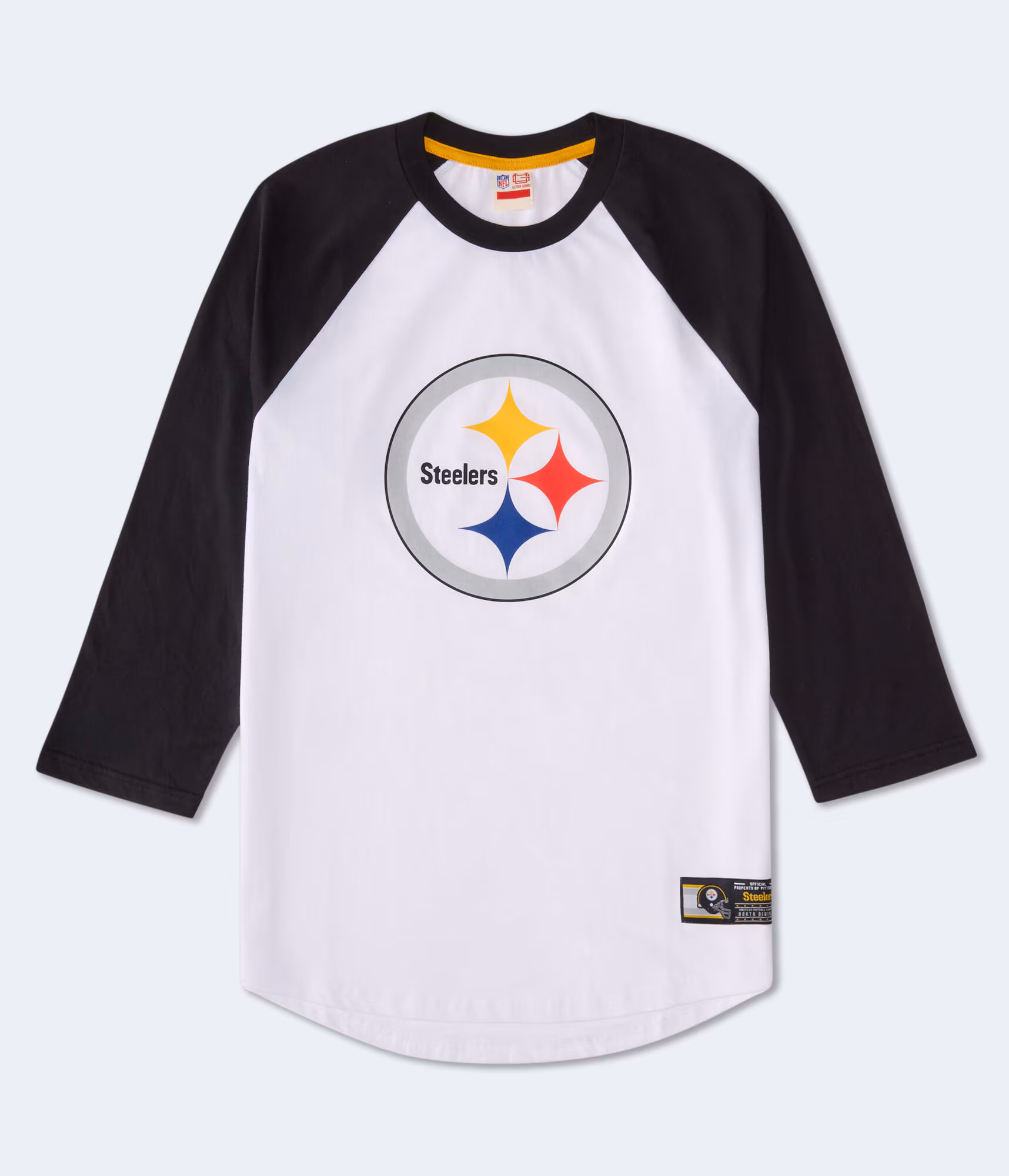 3/4 Sleeve Pittsburgh Steelers Relaxed Raglan Tee white