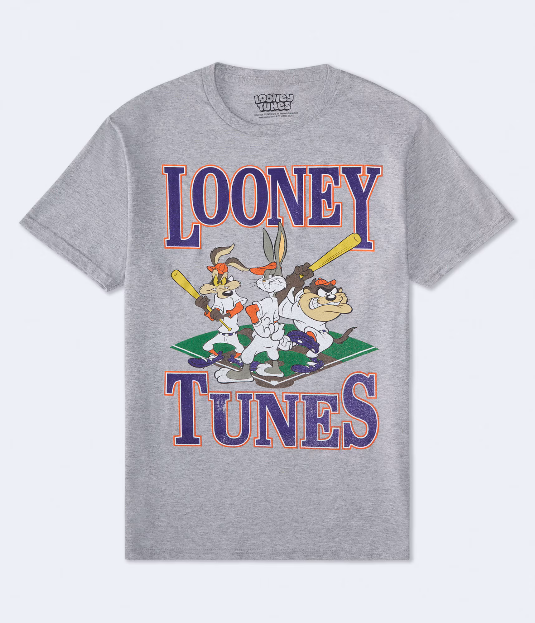 Looney Tunes Baseball Relaxed Graphic Tee grey