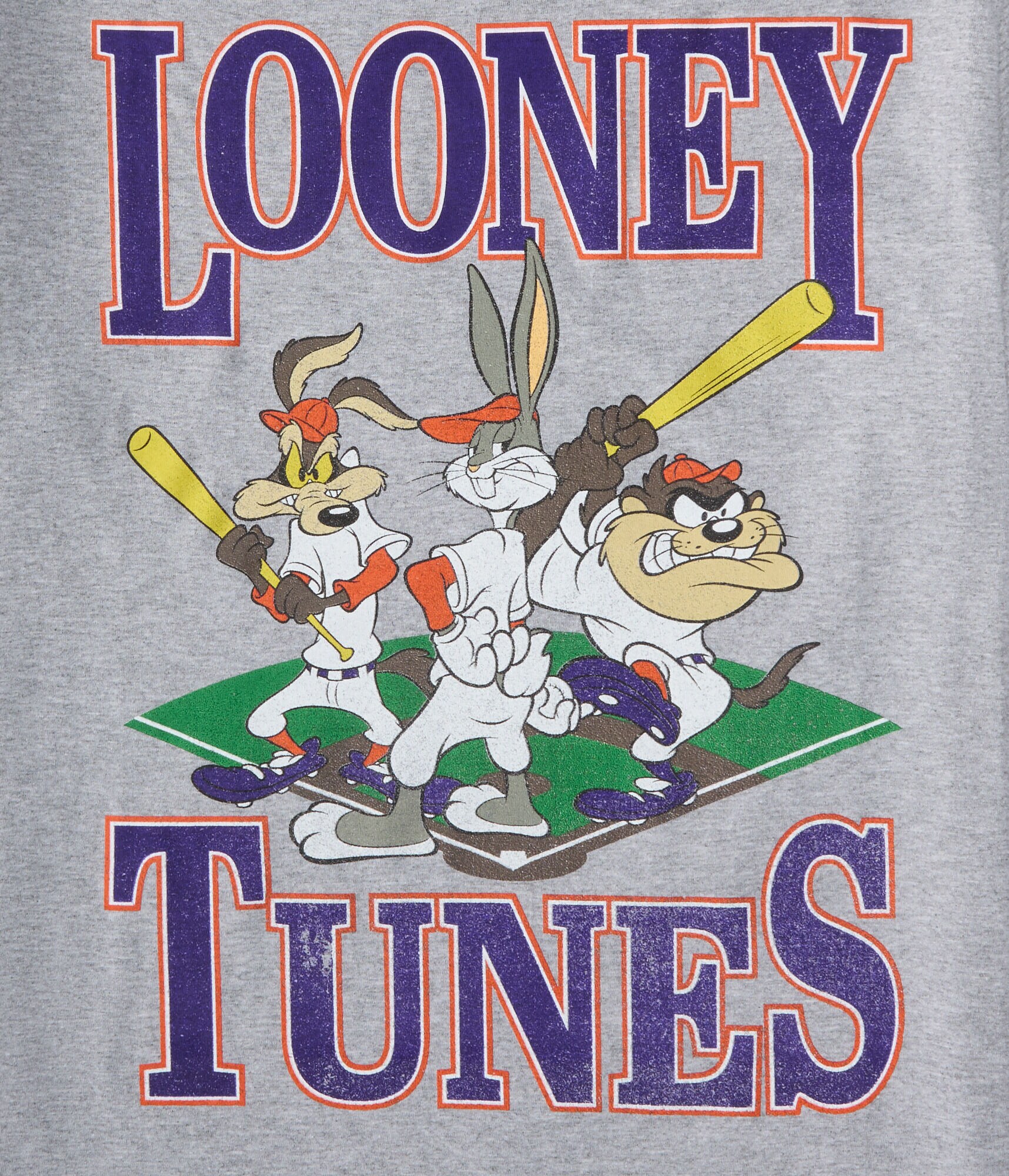 Looney Tunes Baseball Relaxed Graphic Tee grey