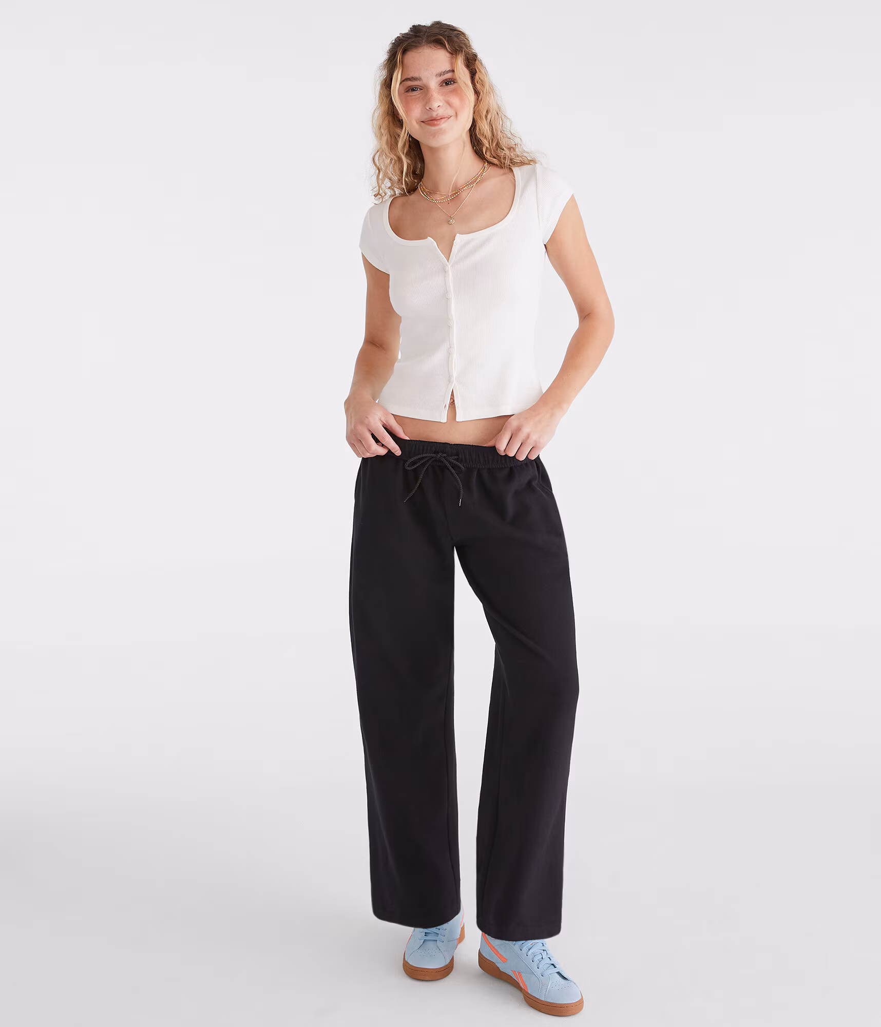 High-Waisted Straight Leg Sweatpants black fox