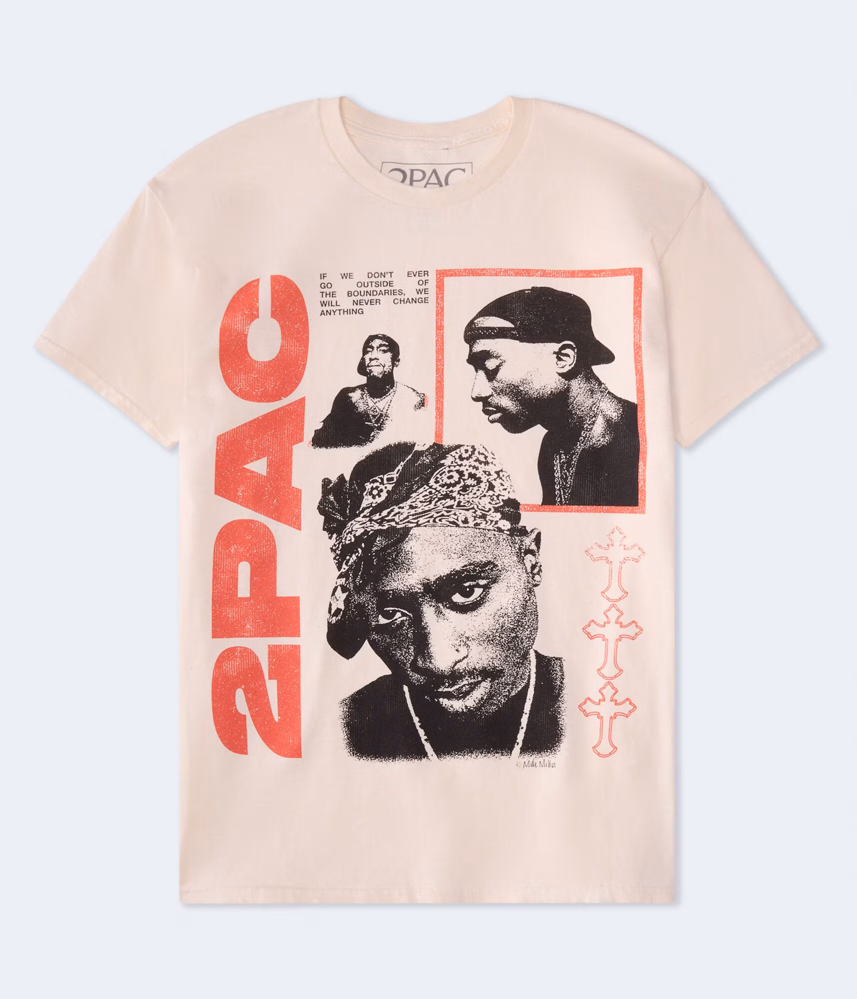 Tupac Boundaries Relaxed Graphic Tee cream