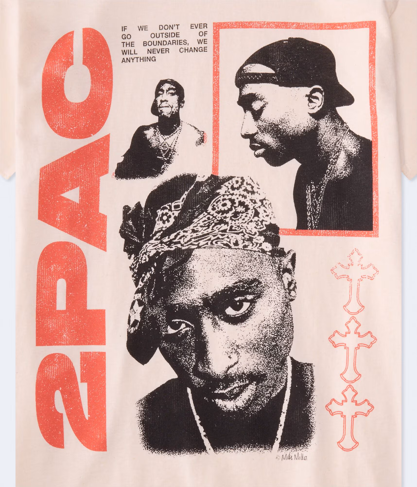 Tupac Boundaries Relaxed Graphic Tee cream