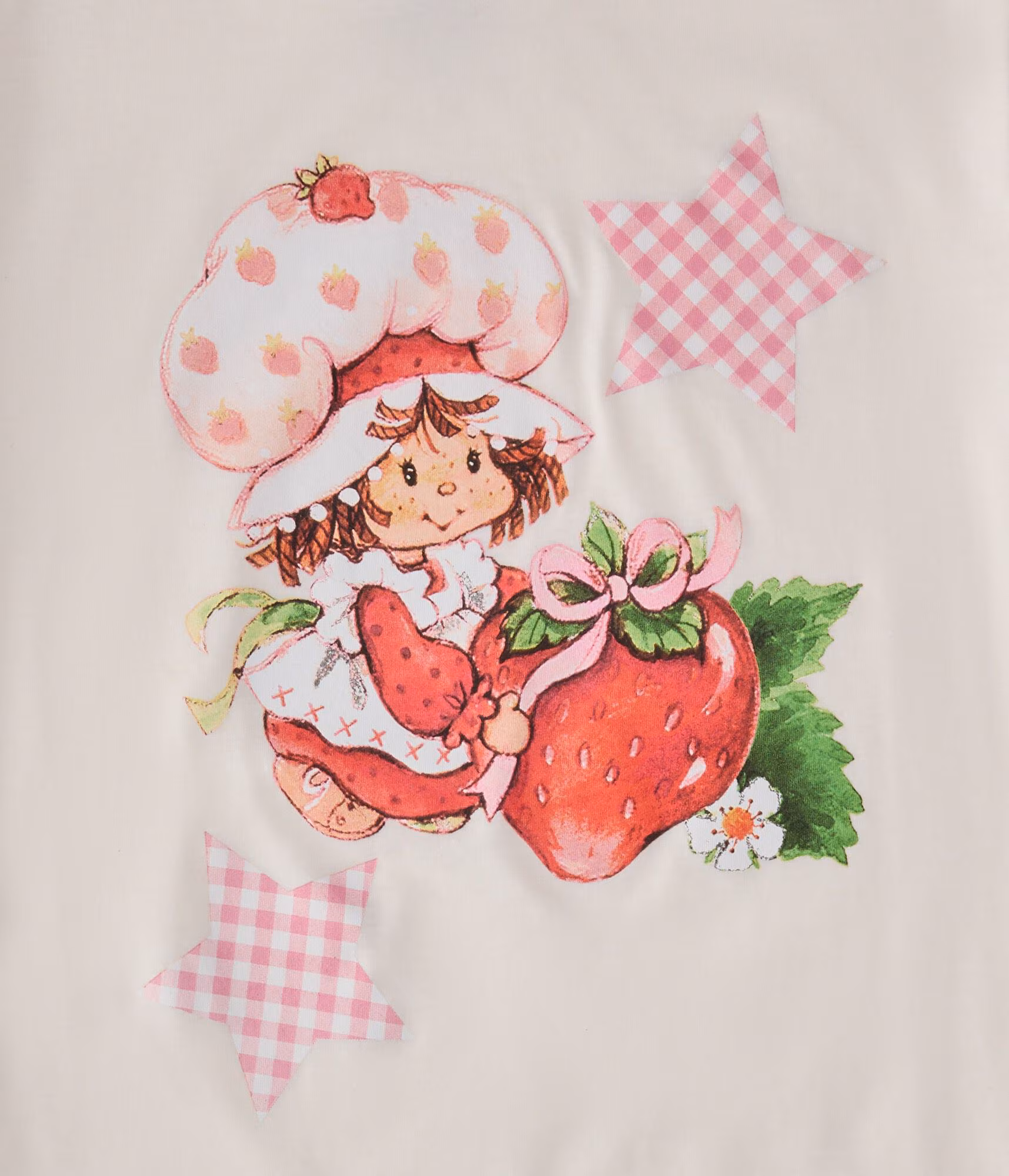 Strawberry Shortcake Gingham Star Relaxed Graphic Tee white