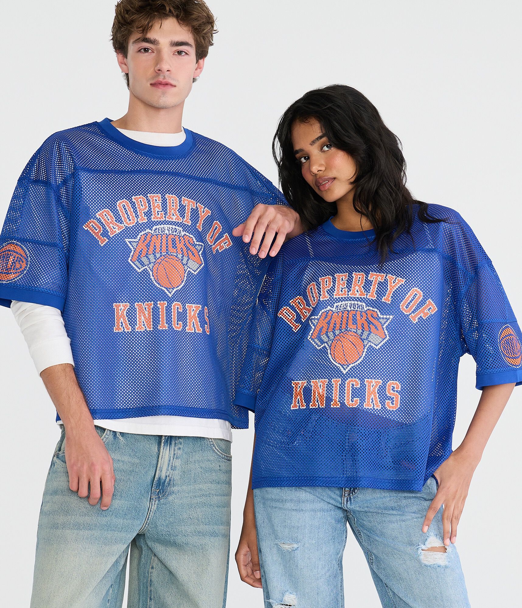 Property Of New York Knicks Boxy Mesh Tee blue