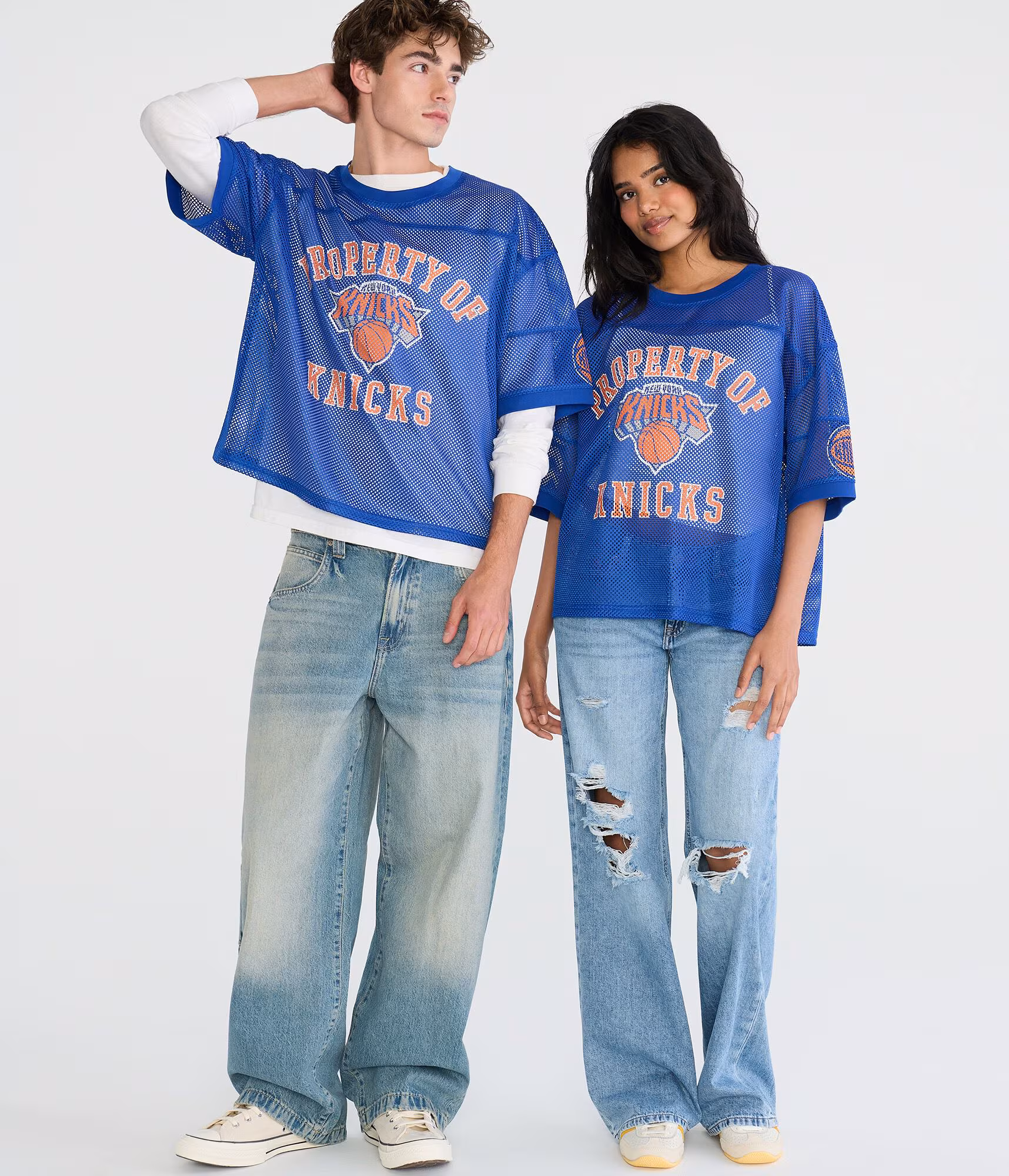 Property Of New York Knicks Boxy Mesh Tee blue