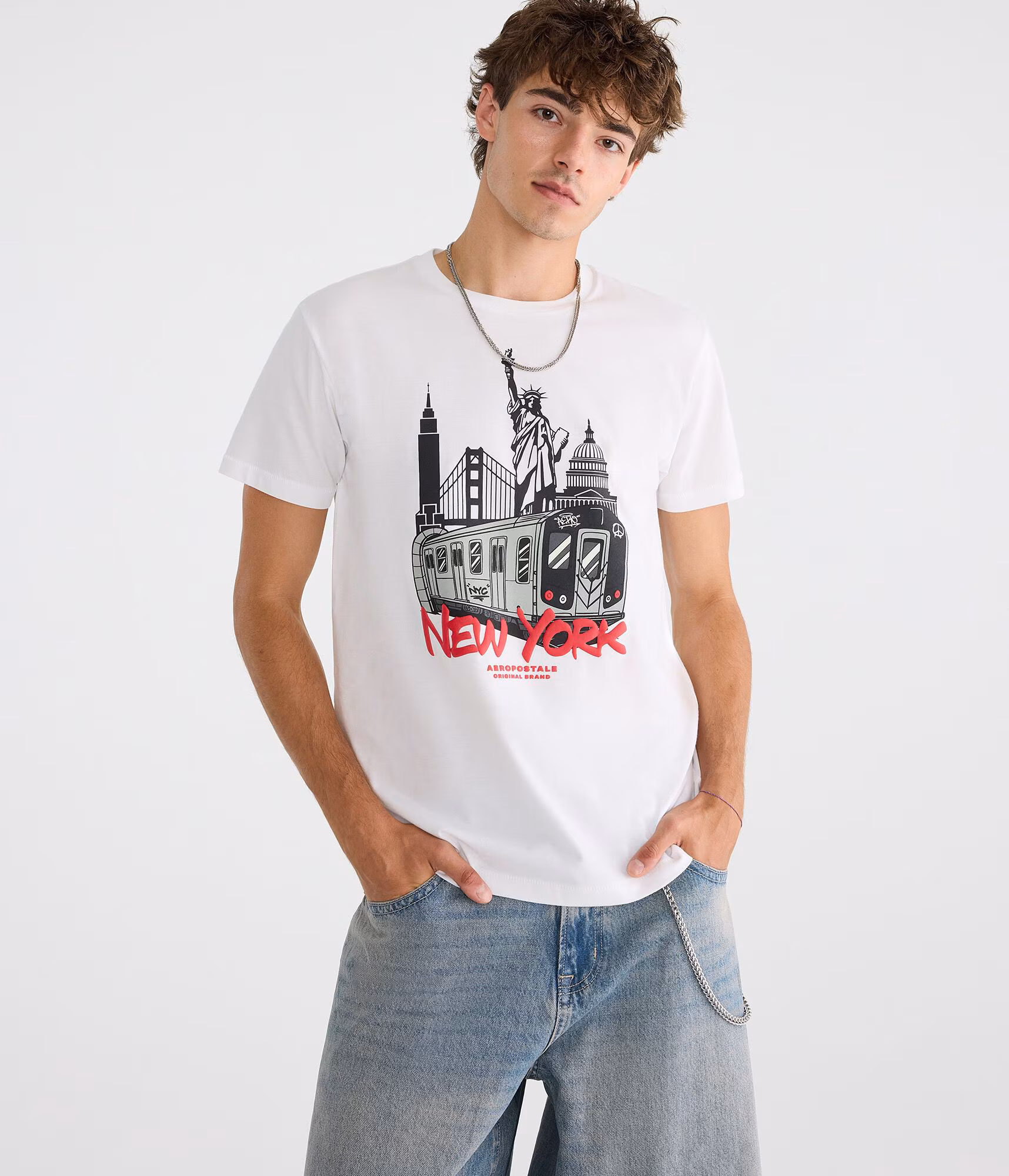 Aero New York Subway Graphic Tee bleach