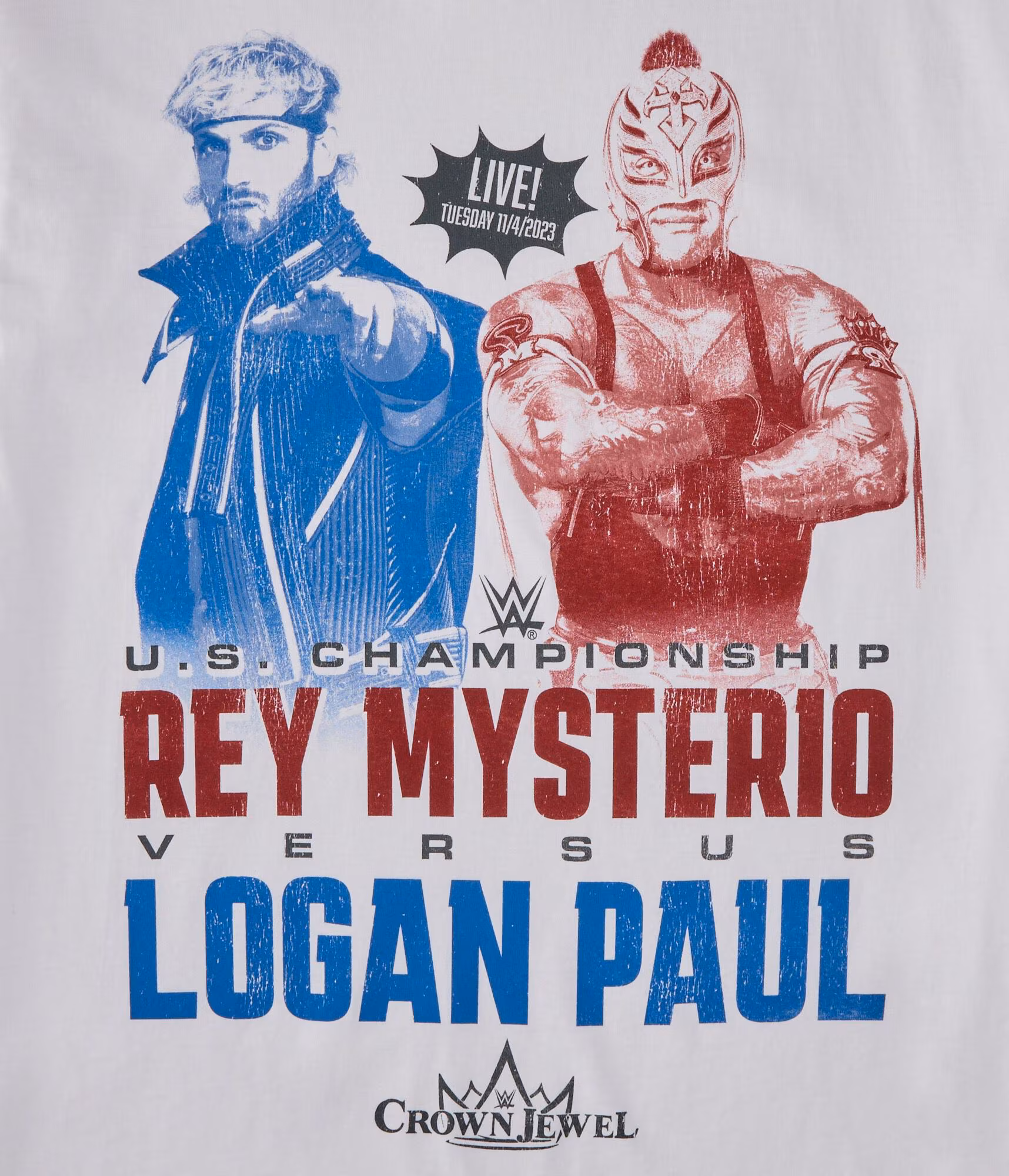 WWE Rey Mysterio vs Logan Paul Relaxed Graphic Tee cream