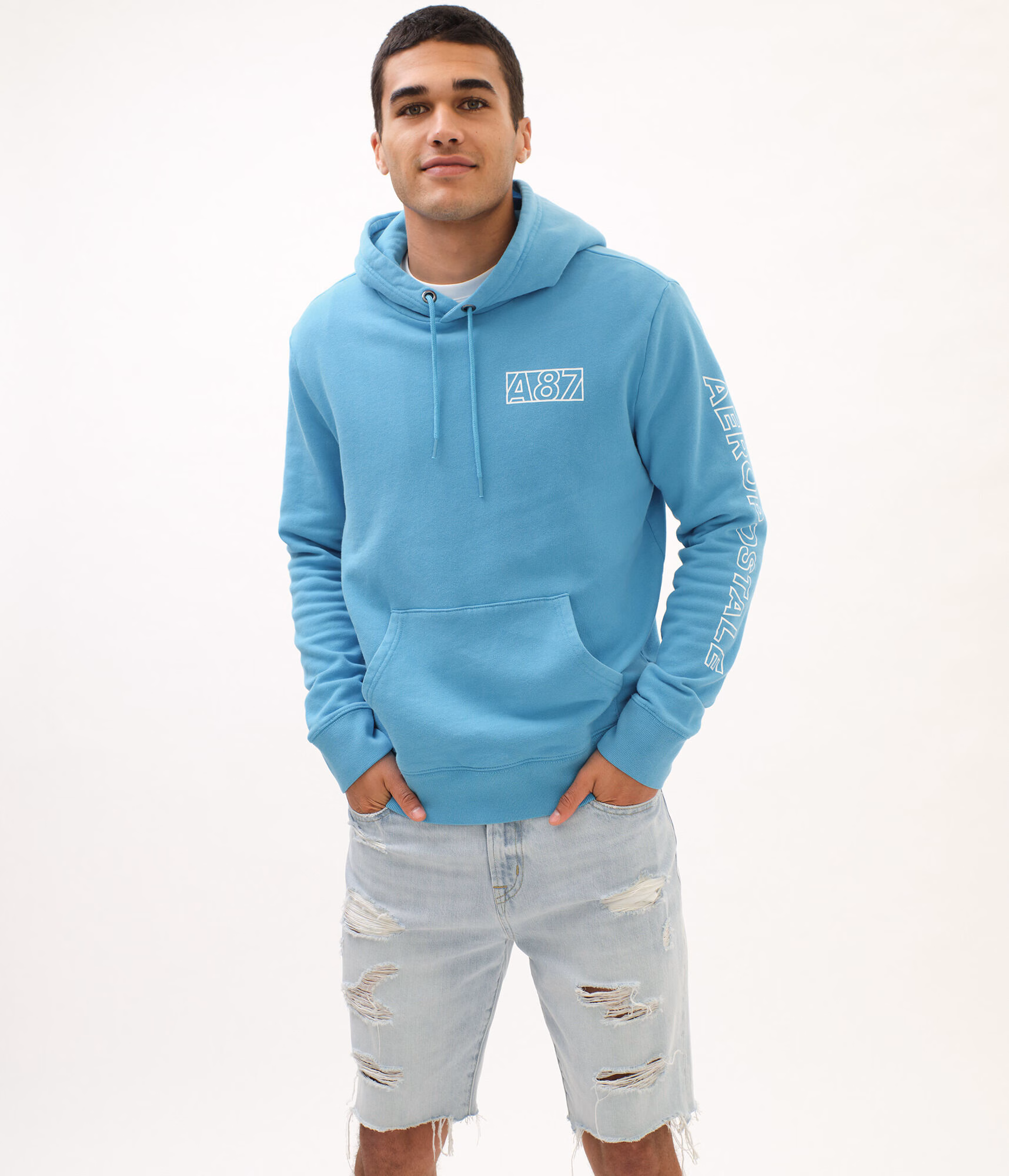 A87 Aeropostale Beach Fleece Pullover Hoodie multi
