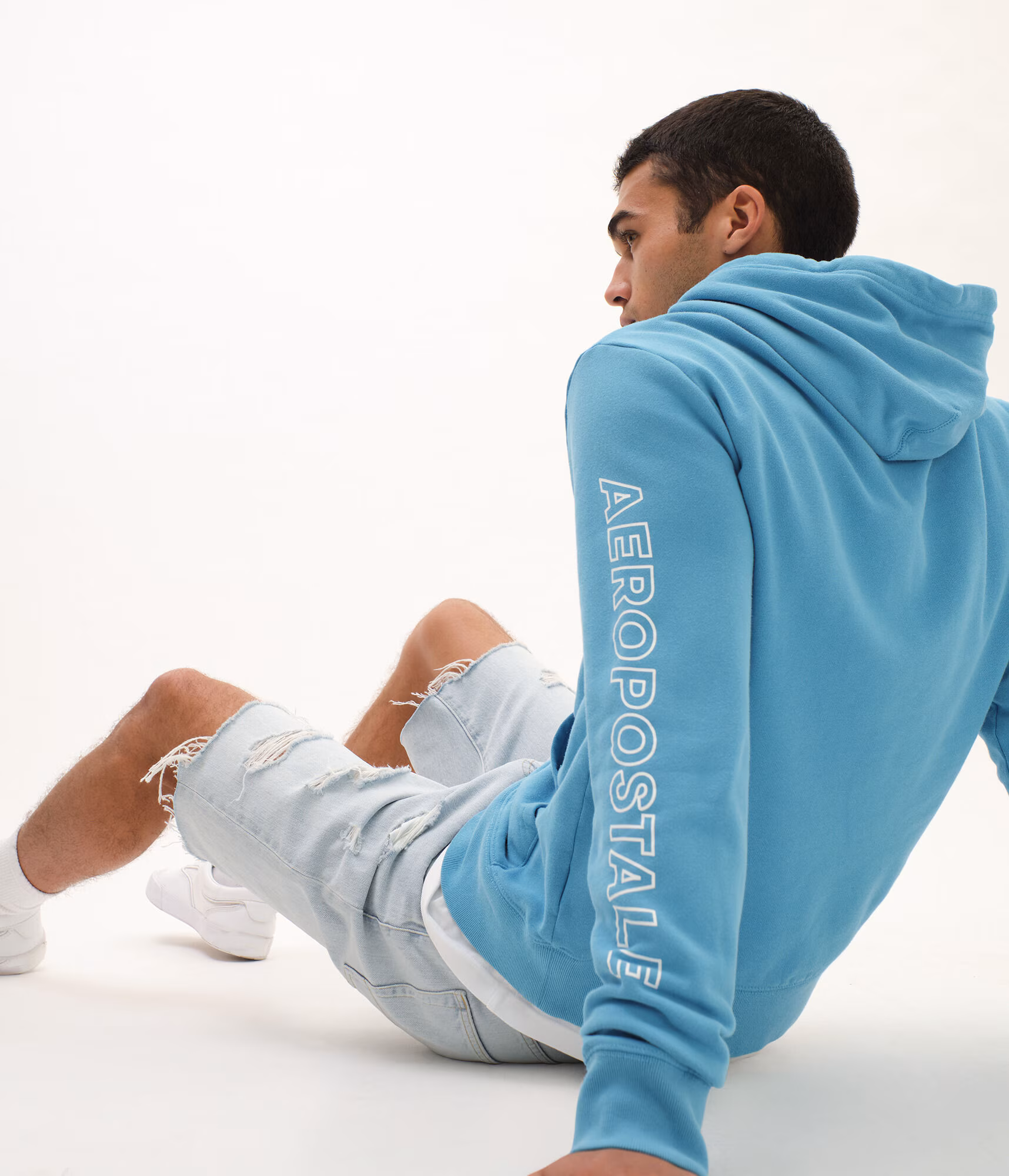 A87 Aeropostale Beach Fleece Pullover Hoodie multi