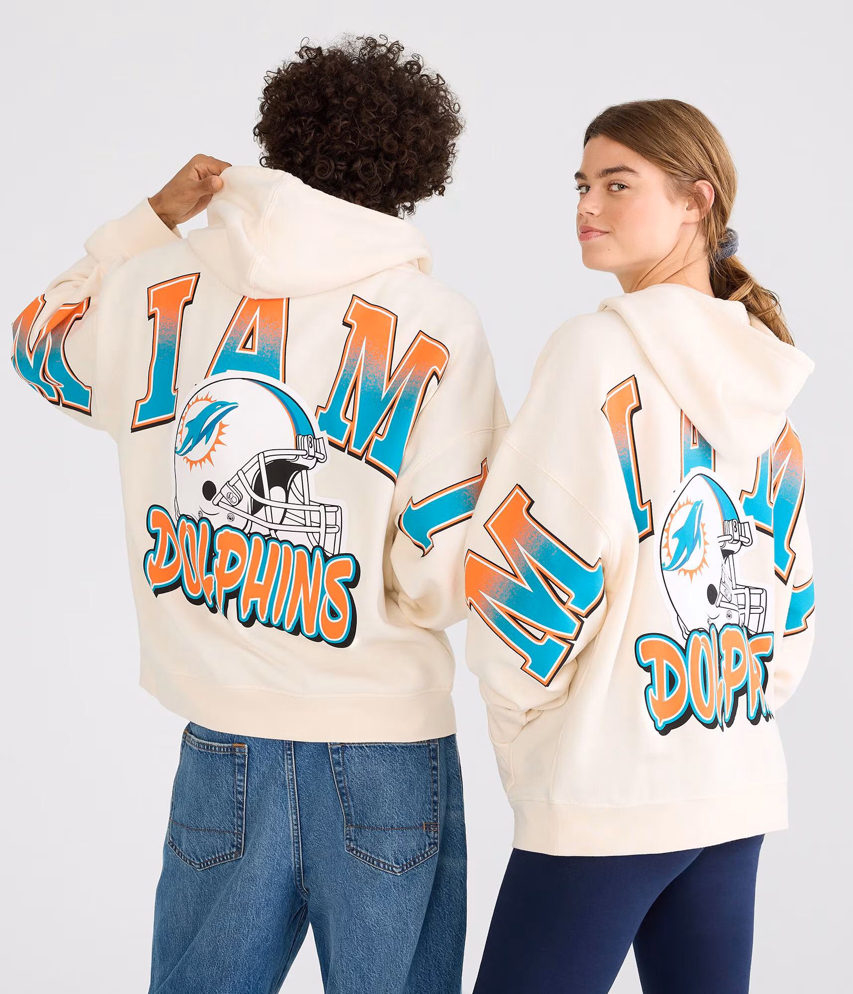 Miami Dolphins Helmet Pullover Hoodie cream