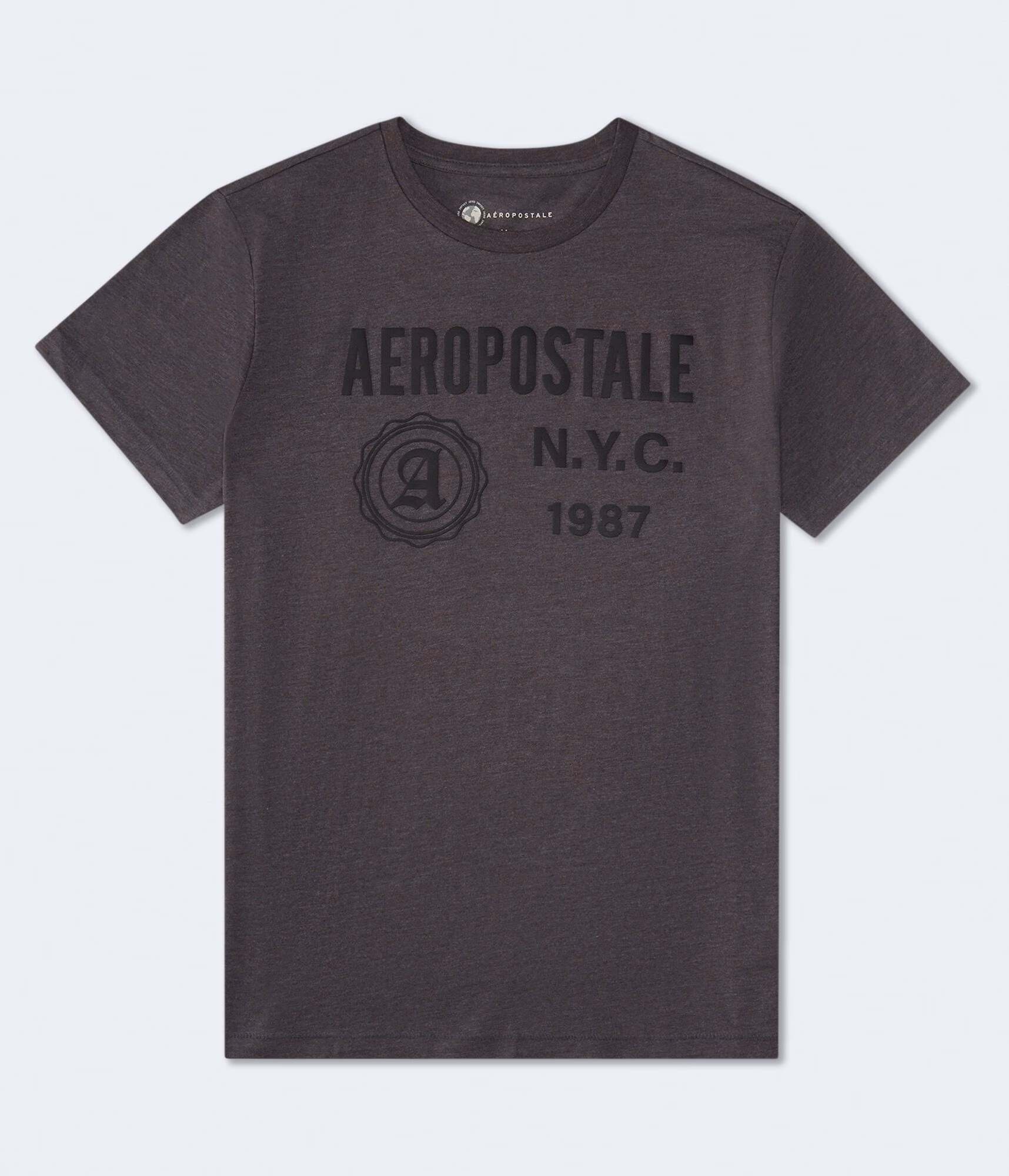 Aero NYC Crest Graphic Tee charcoal heather grey