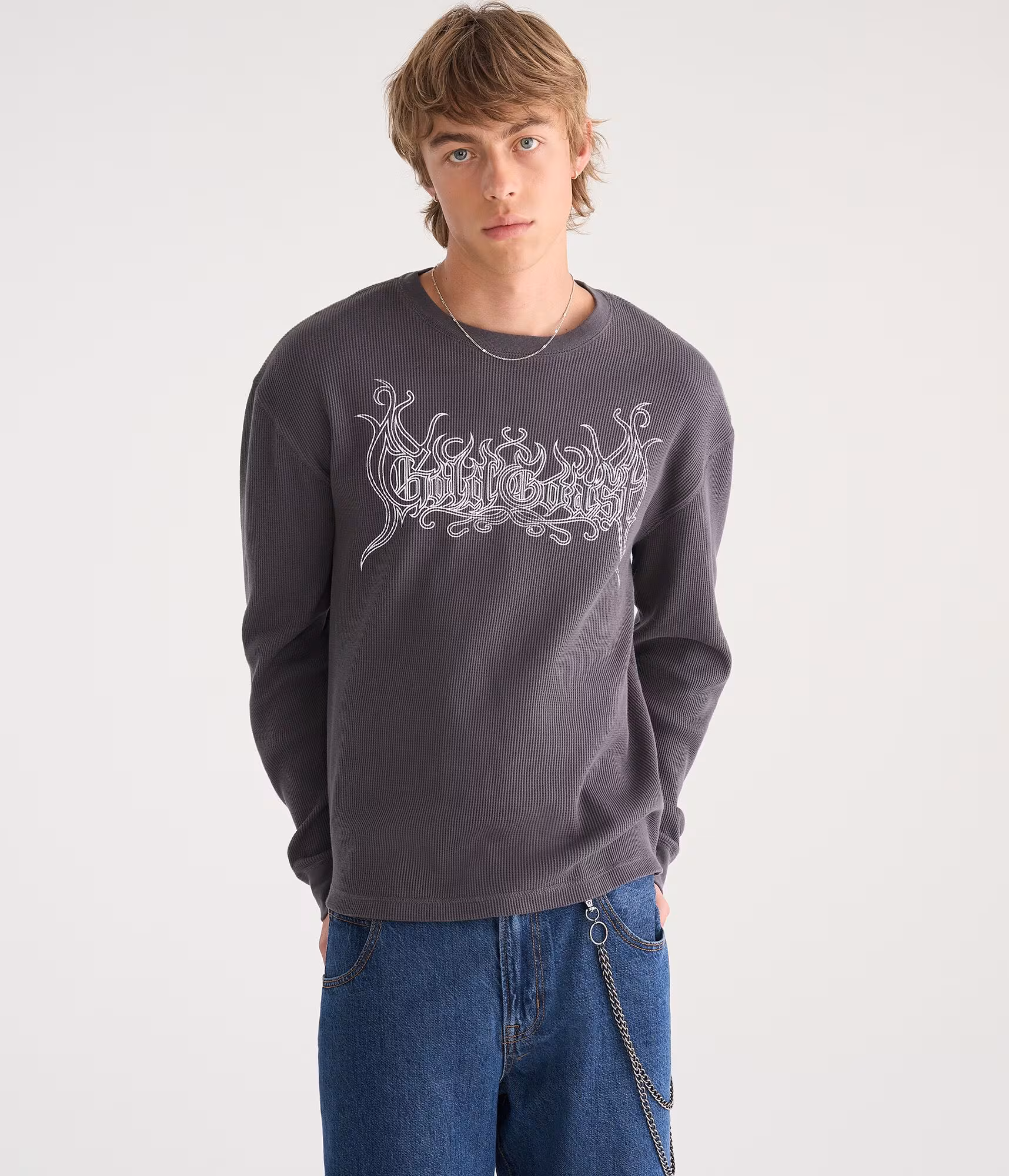 Long Sleeve Gold Coast Graphic Thermal Tee black