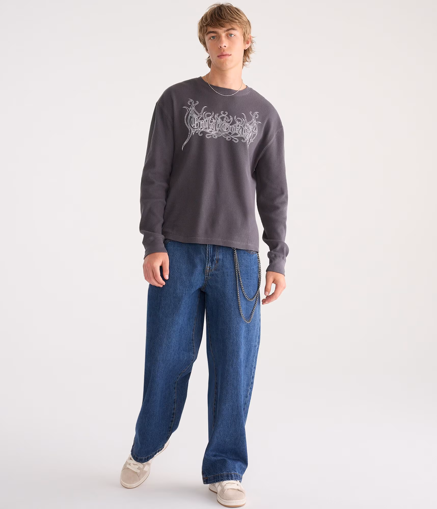 Long Sleeve Gold Coast Graphic Thermal Tee black