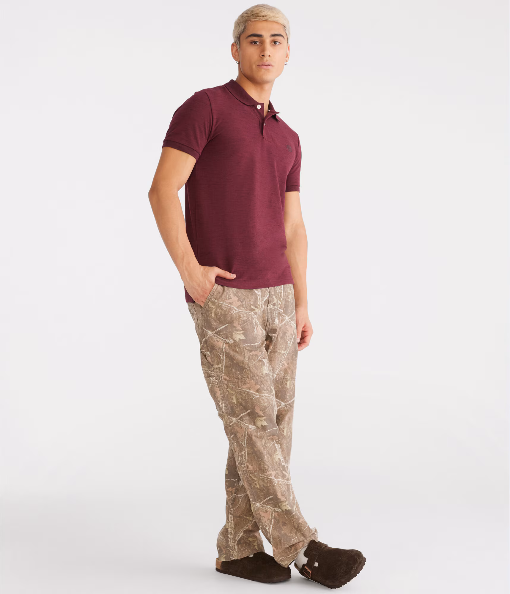 A87NY Stretch Piqué Polo bloomsberry