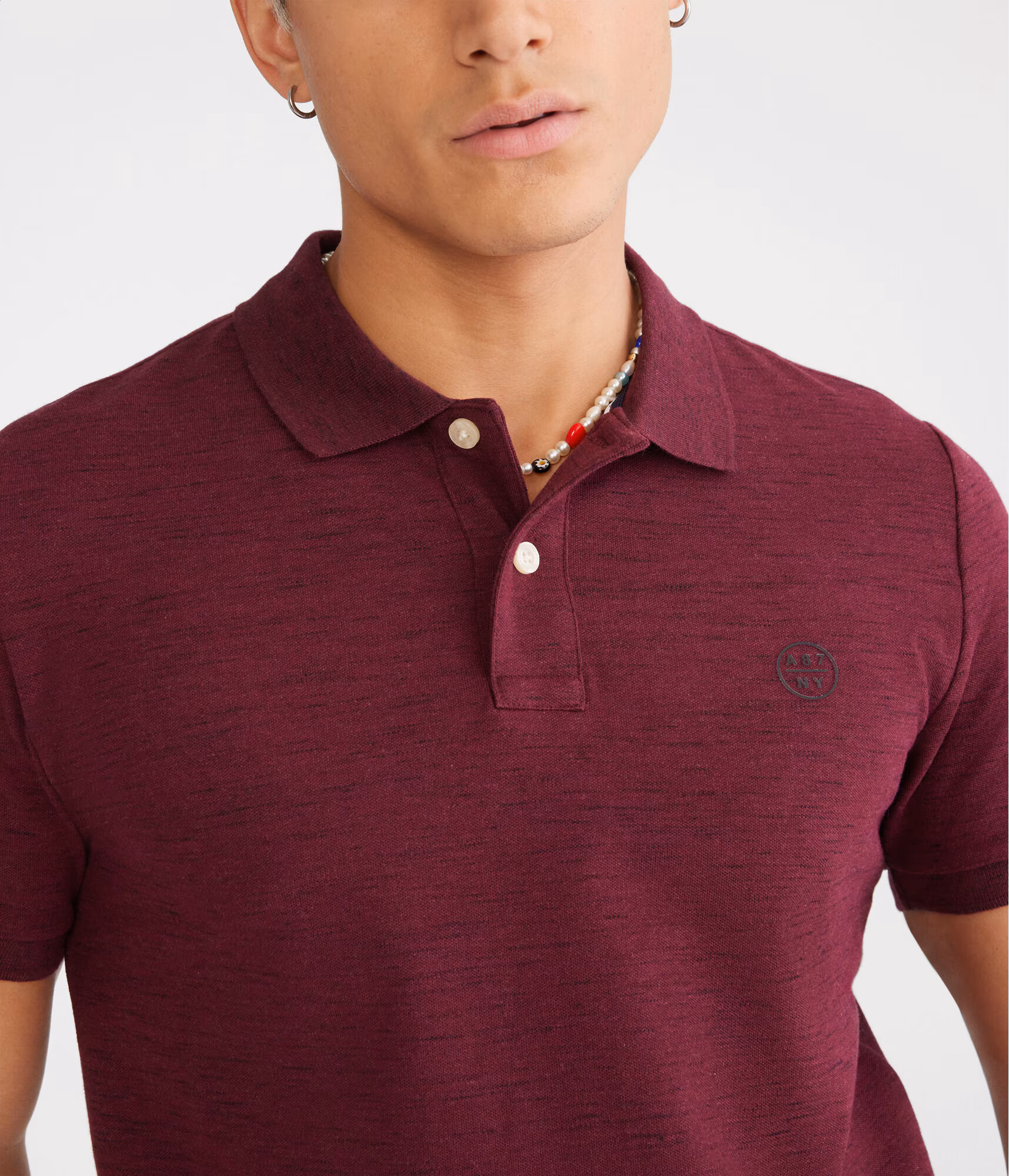 A87NY Stretch Piqué Polo bloomsberry