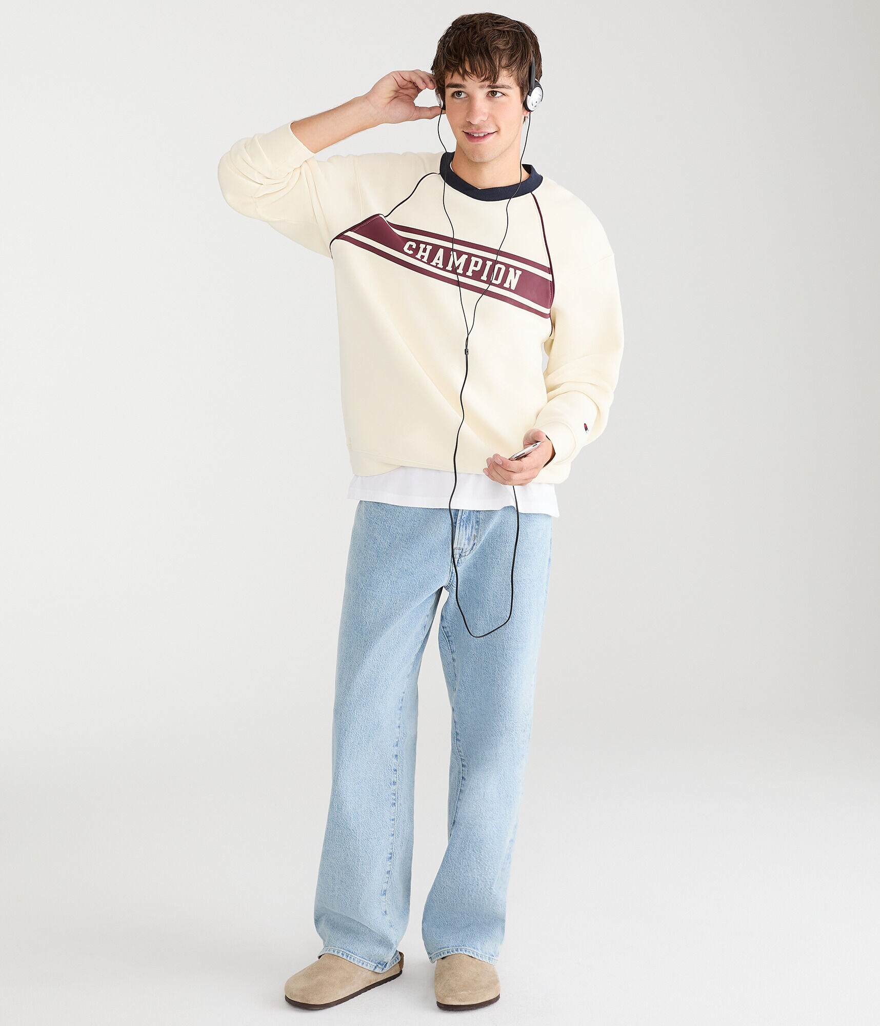 Champion Colorblocked Crew Sweatshirt cream