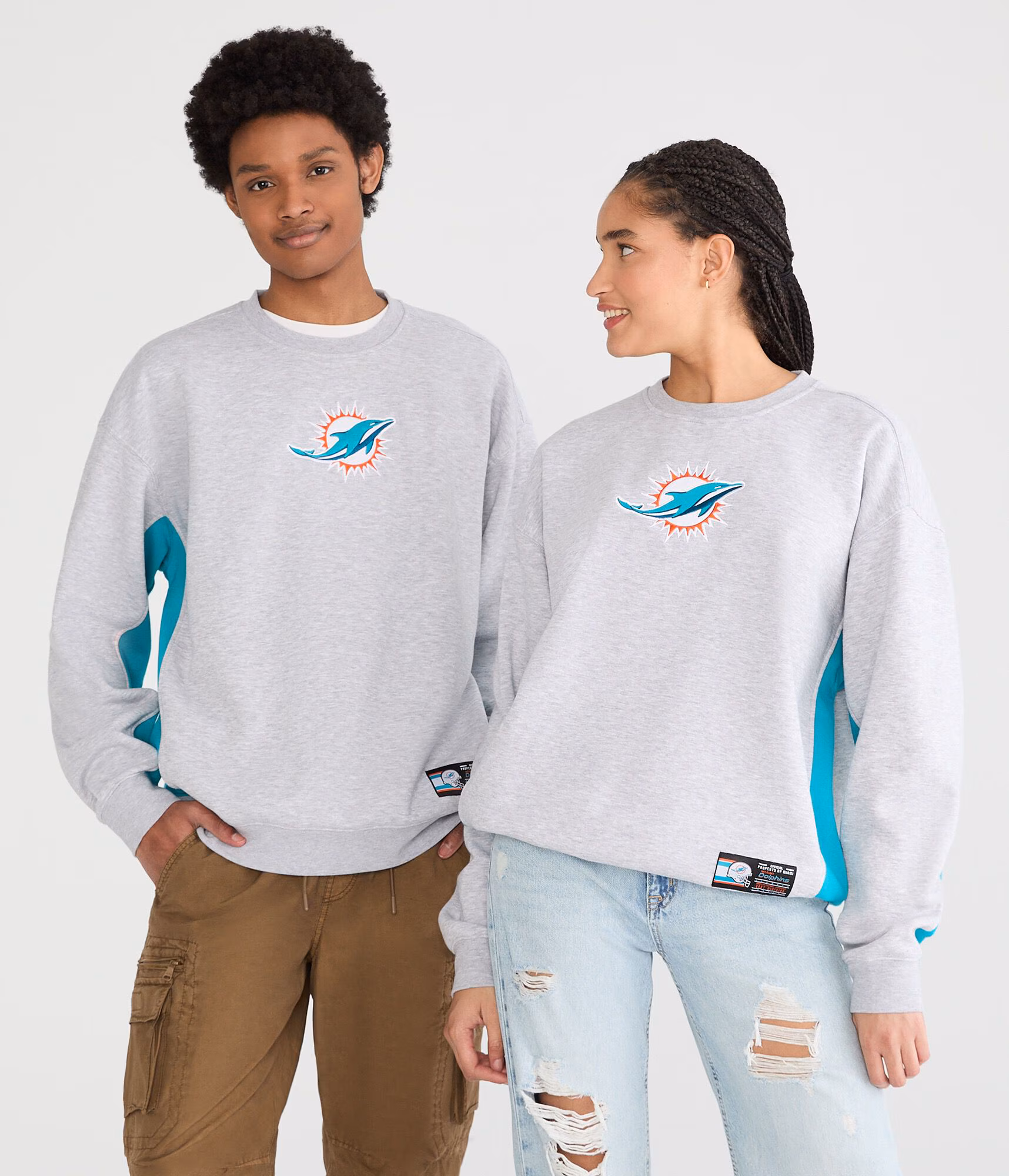 Miami Dolphins Logo Crew Sweatshirt lightest heather grey