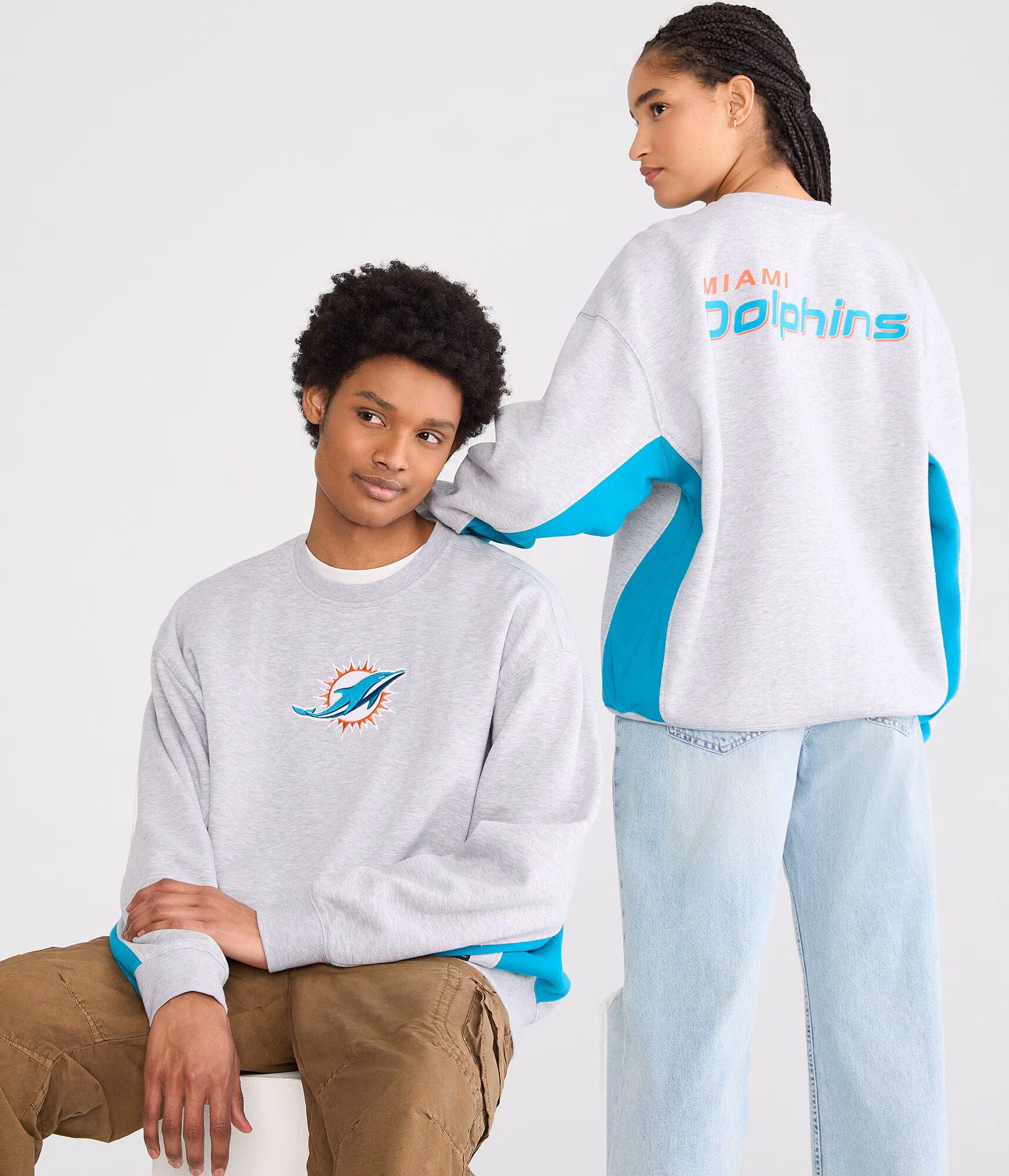 Miami Dolphins Logo Crew Sweatshirt lightest heather grey