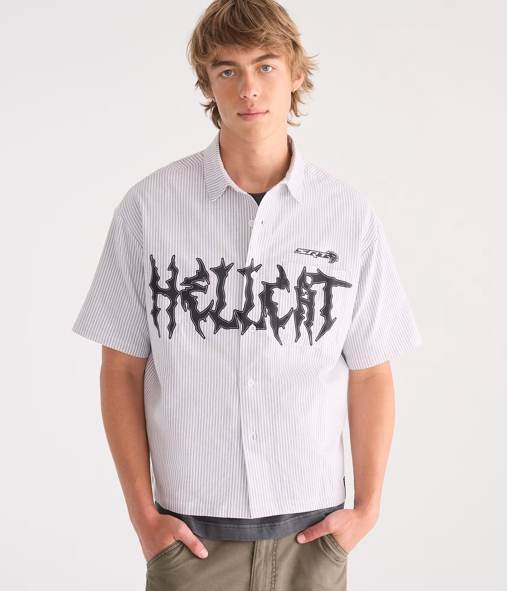 Dodge SRT Hellcat Striped Boxy Shirt white