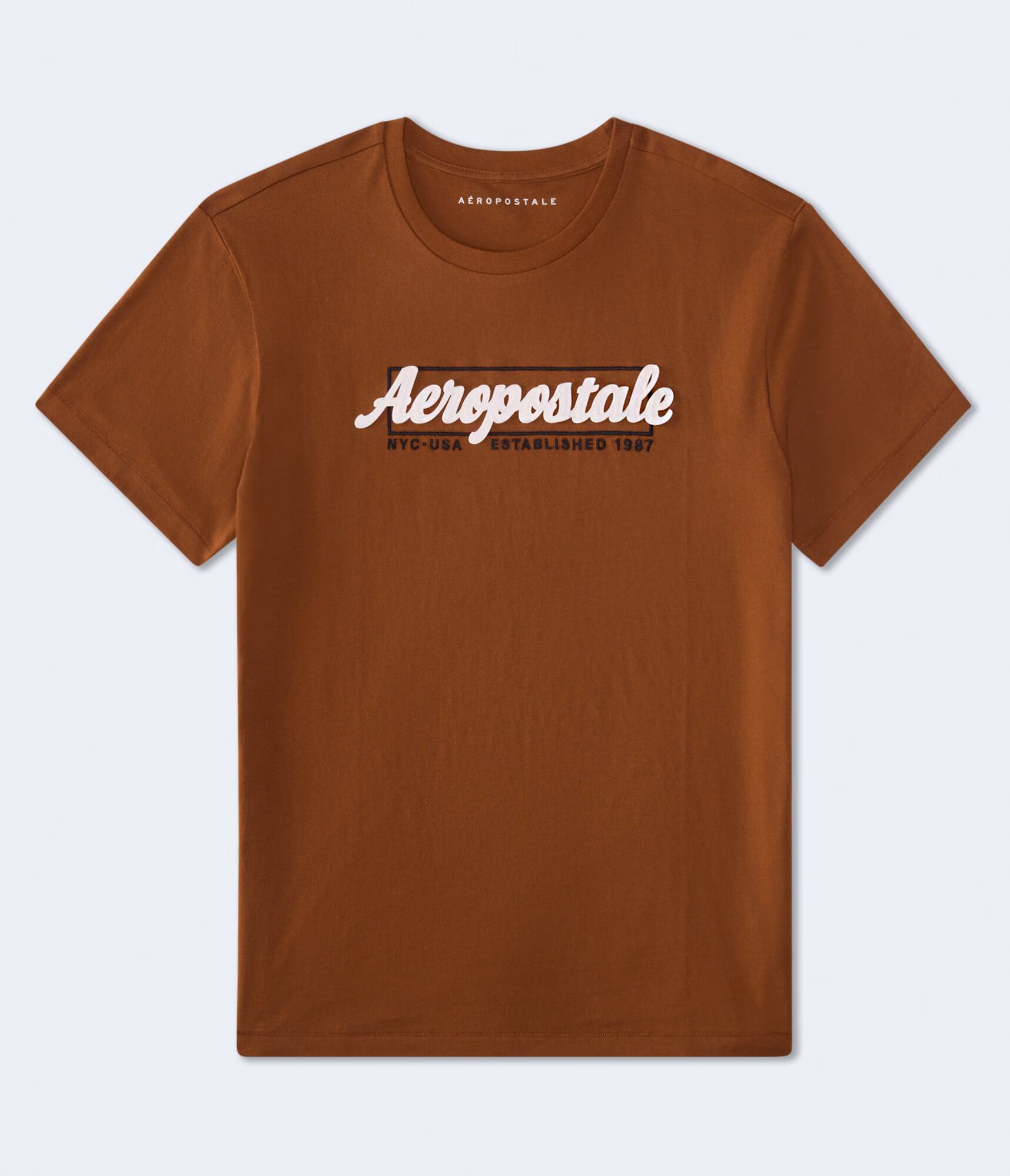 Aeropostale Box Logo Appliqué Graphic Tee medium brown