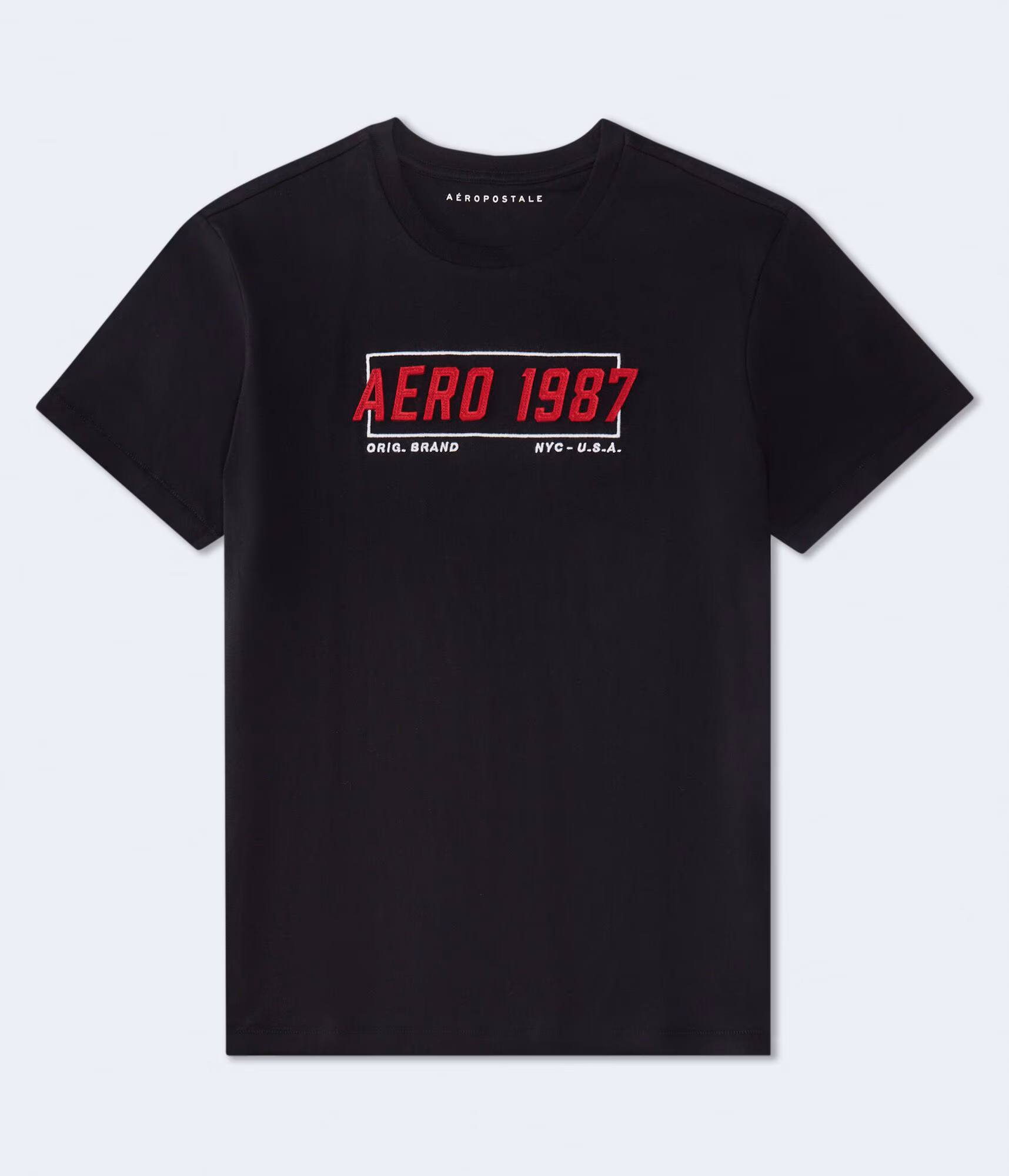 Aeropostale 1987 Box Logo Appliqué Graphic Tee black fox