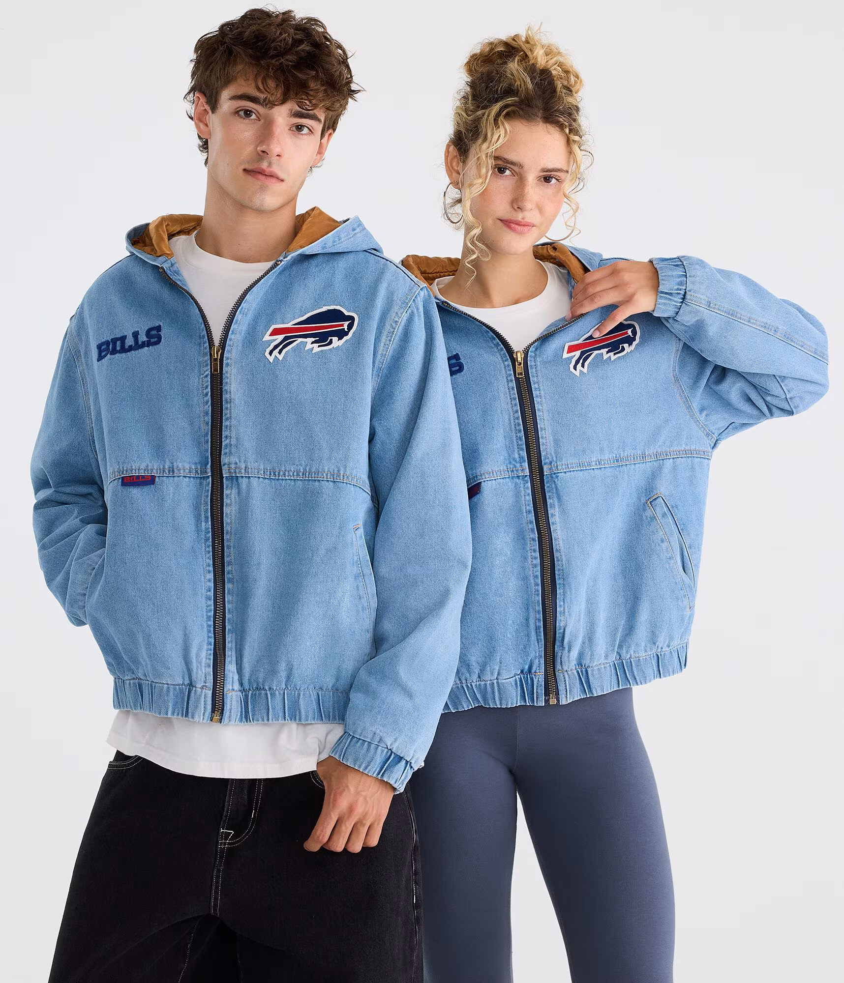 Buffalo Bills Full-Zip Hooded Denim Jacket destruction