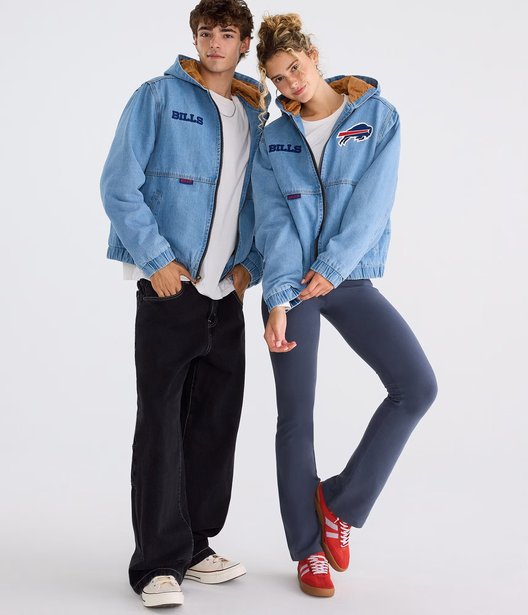 Buffalo Bills Full-Zip Hooded Denim Jacket destruction