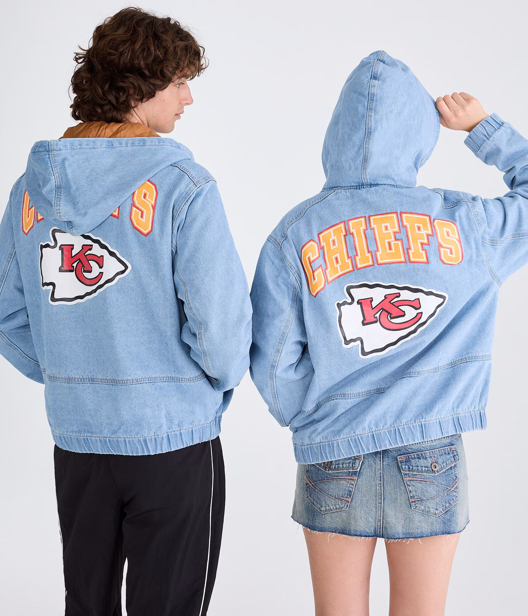 Kansas City Chiefs Full-Zip Hooded Denim Jacket destruction