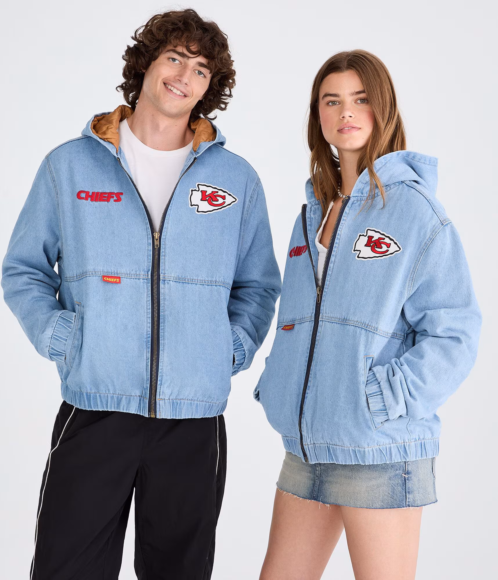 Kansas City Chiefs Full-Zip Hooded Denim Jacket destruction