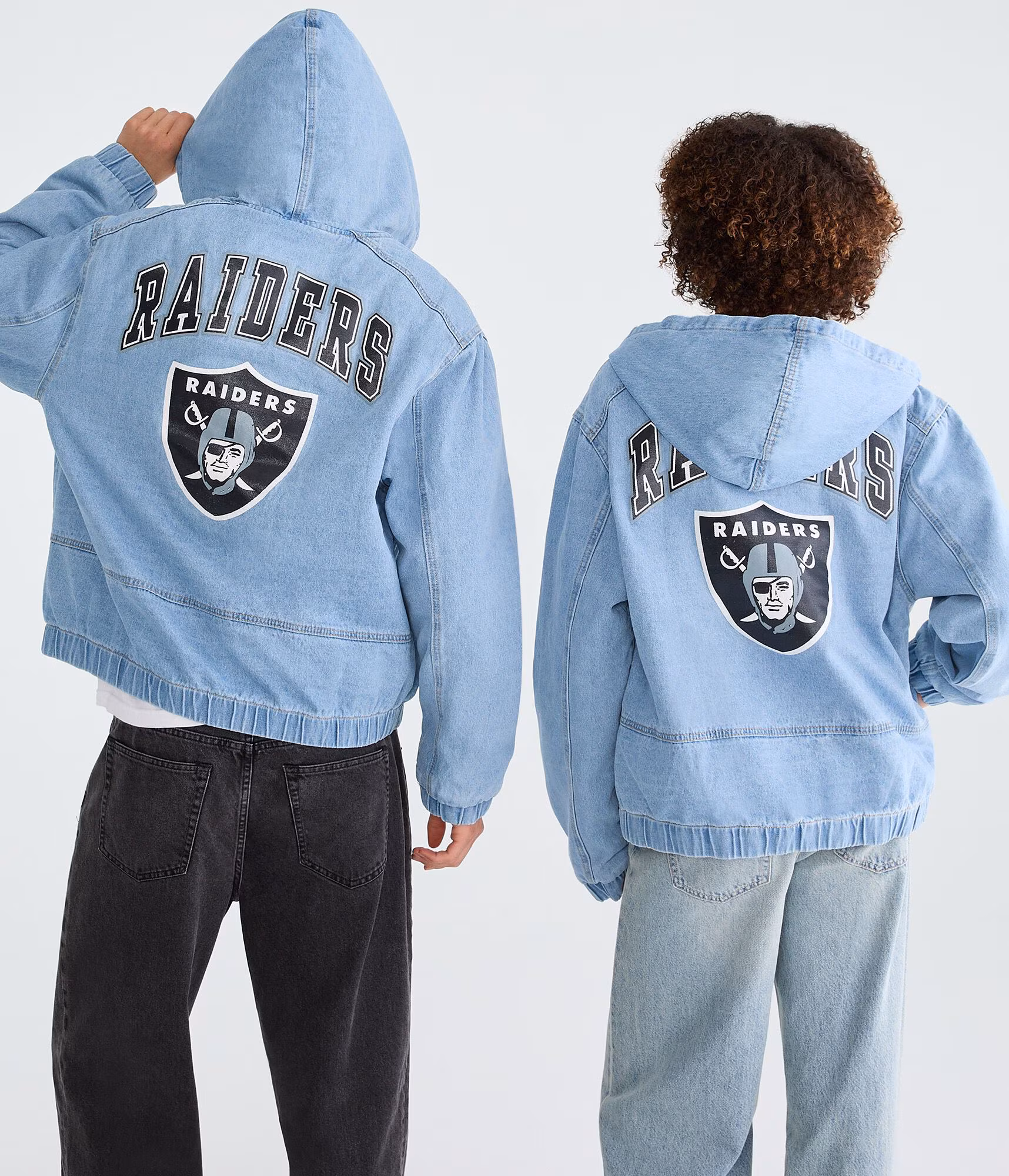 Las Vegas Raiders Full-Zip Hooded Denim Jacket destruction