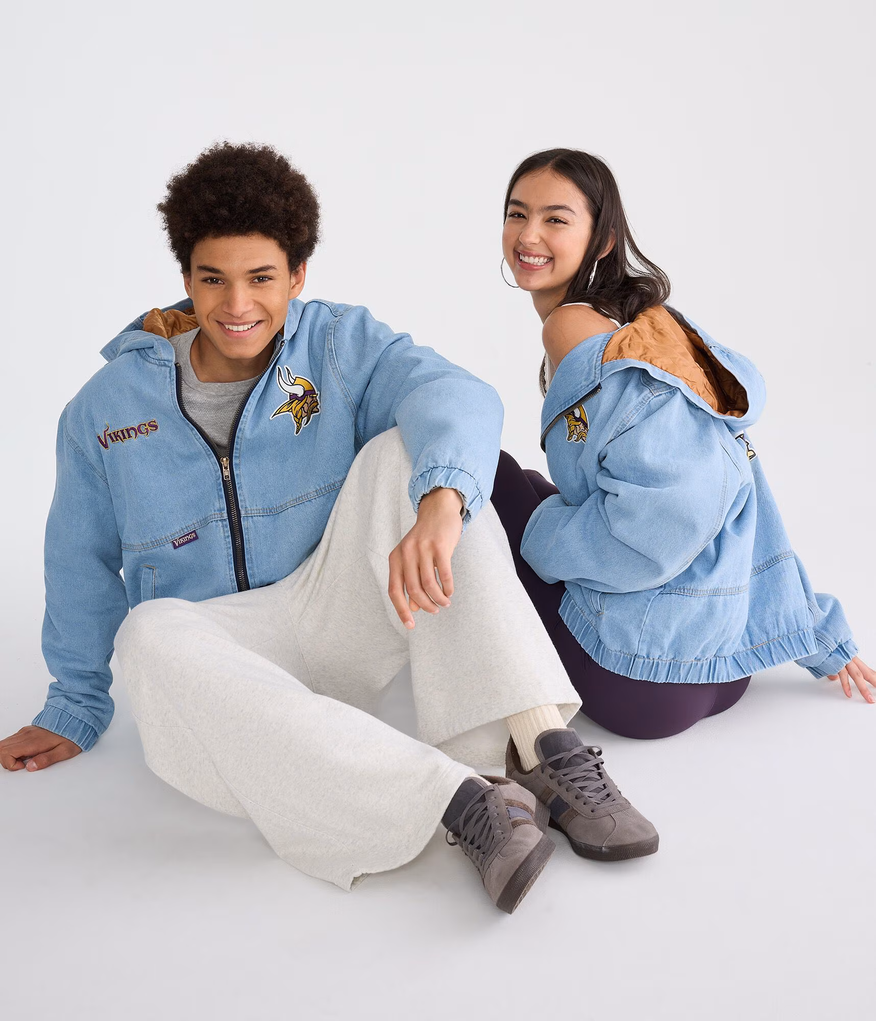 Minnesota Vikings Full-Zip Hooded Denim Jacket destruction