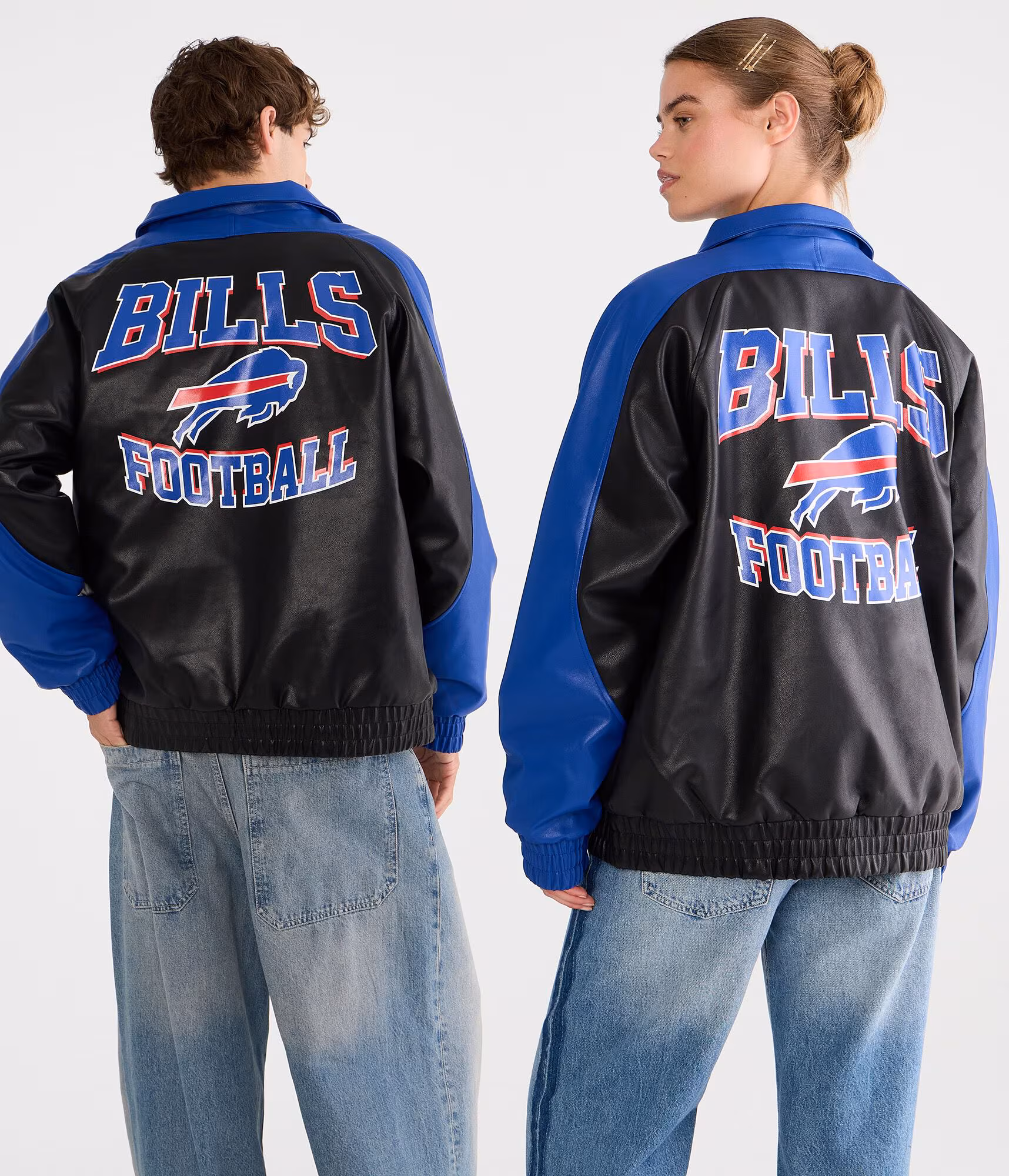 Buffalo Bills Faux Leather Full-Zip Jacket black