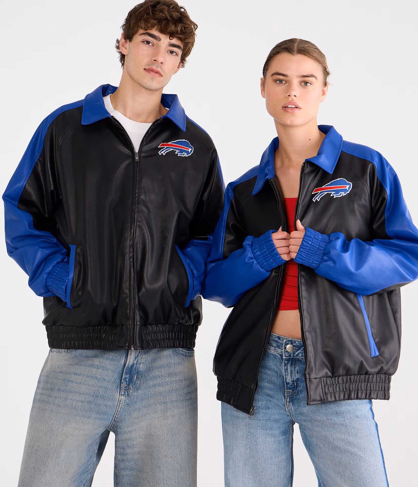 Buffalo Bills Faux Leather Full-Zip Jacket black